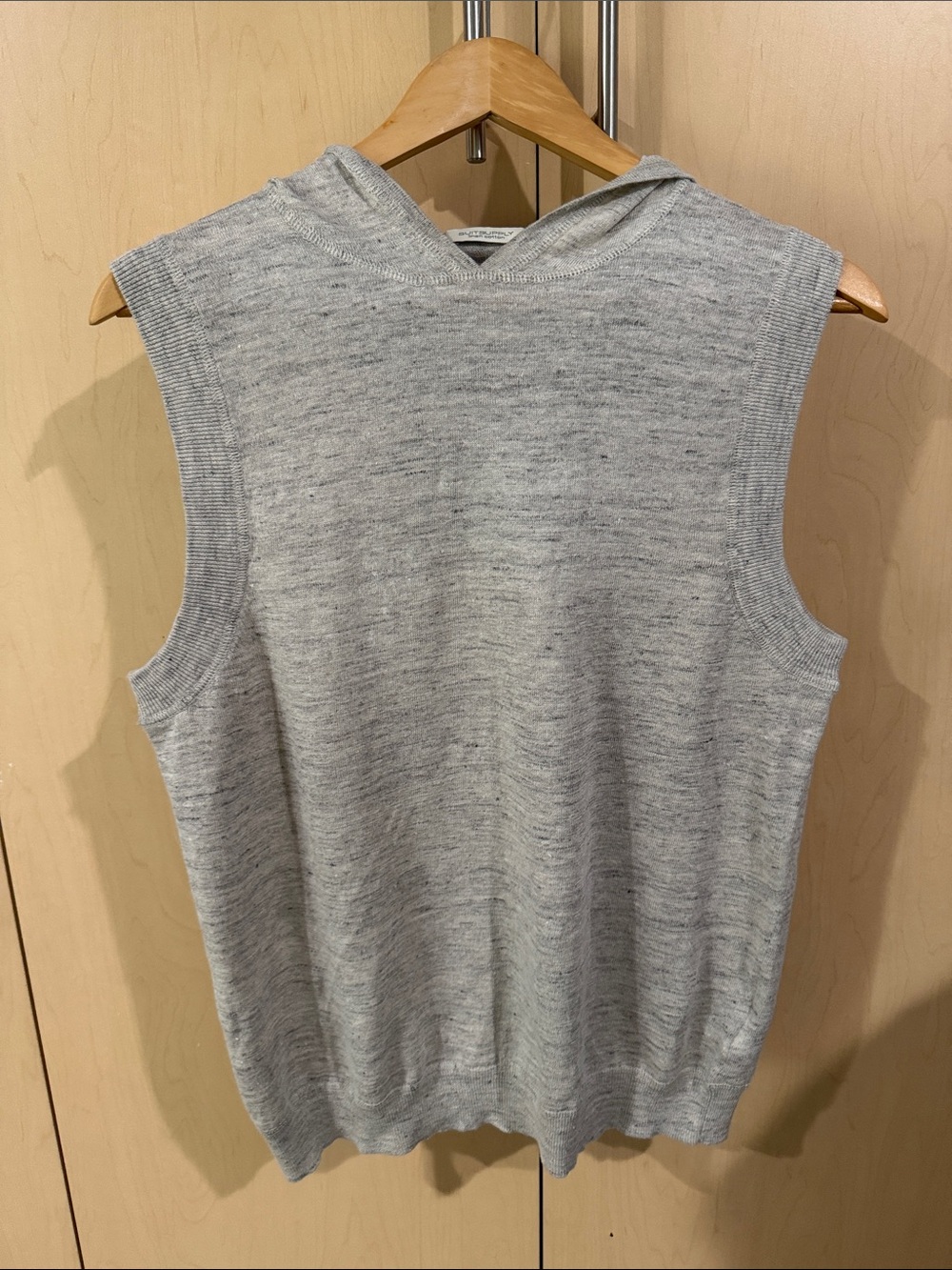 Suitsupply Light Gray Sleeveless Hooded Knit Vest